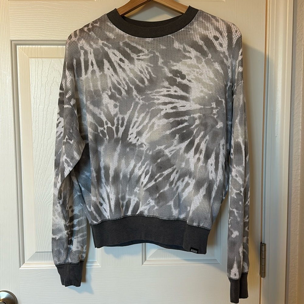 PINK Tie Dye Mesh Crewneck Sweatshirt